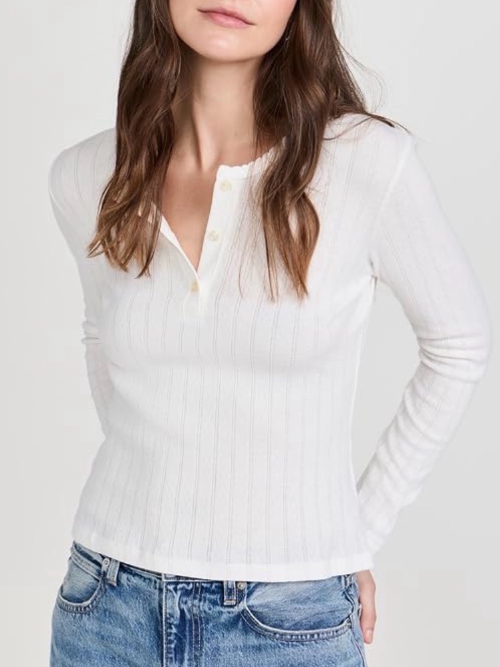 Leset white pointelle Henley